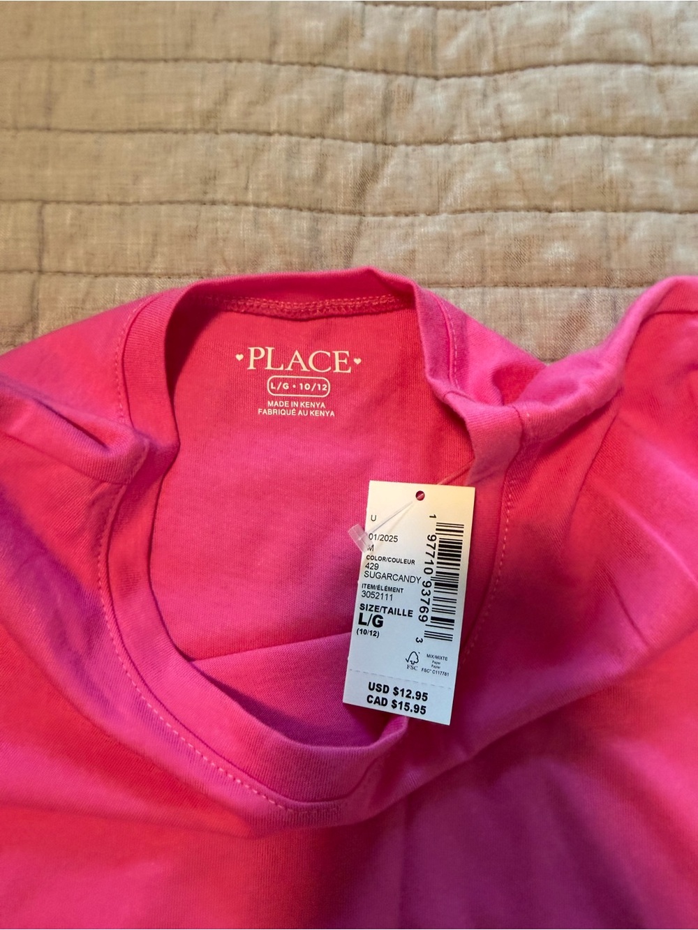 NWT The Children's Place Hot Pink Short Sleeve Tie-Front Tee - Picture 2 of 2